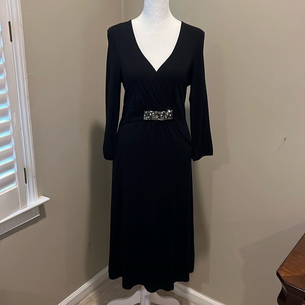 Boden black jewel waist midi dreas